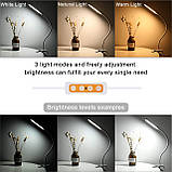 Гнучка світлодіодна лампа для читання, регульоване затискне світло з 3 колірною температурою, регульована яскравість, фото 6