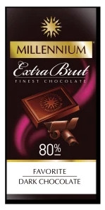 Чорний шоколад гіркий Millennium Favorite Extra Brut 80% 100 грамів, фото 1