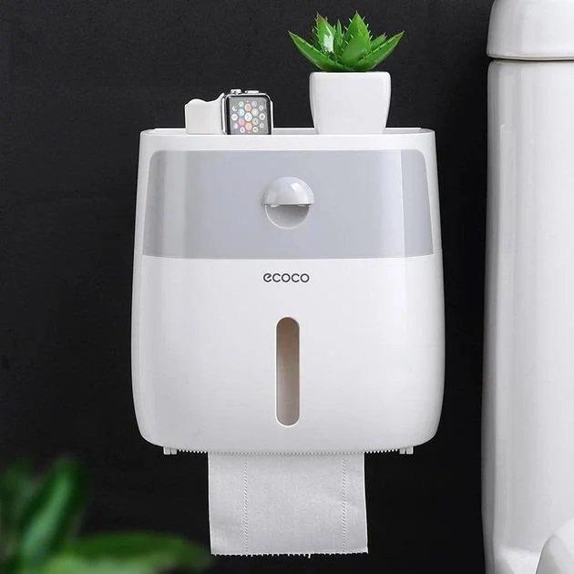 Тримач Towel Holder Ecoco для туалетного паперу та паперових рушників настінний із полицею для телефона TRSA