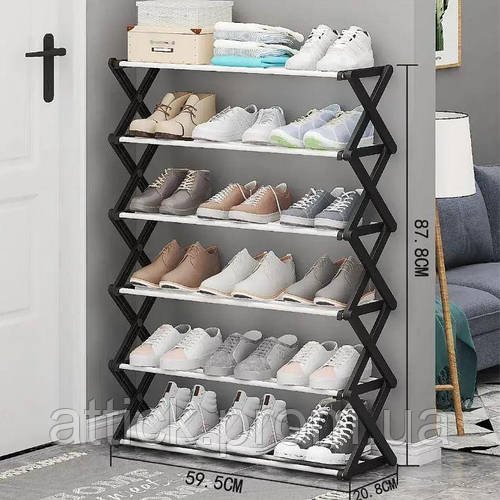 Полка для обуви напольная Shoe Rack на 6 ярусов Складная обувница ...