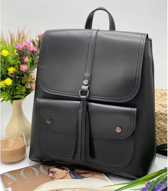 Рюкзак жіночий міський із клапаном і накладними кишенями штучна шкіра 32*32 см Nata, фото 1