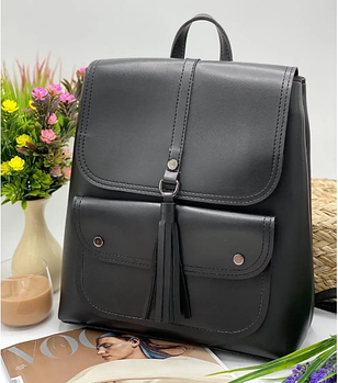 Рюкзак жіночий міський із клапаном і накладними кишенями штучна шкіра 32*32 см Nata