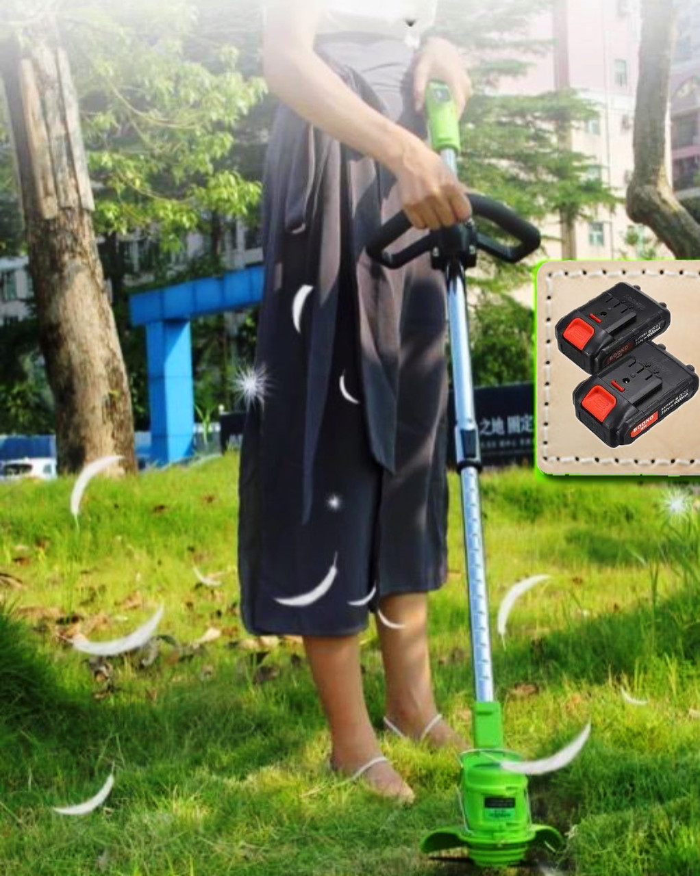 Акумуляторний тример газонокосарка для коса трави з двома акумуляторами 48V, фото 1