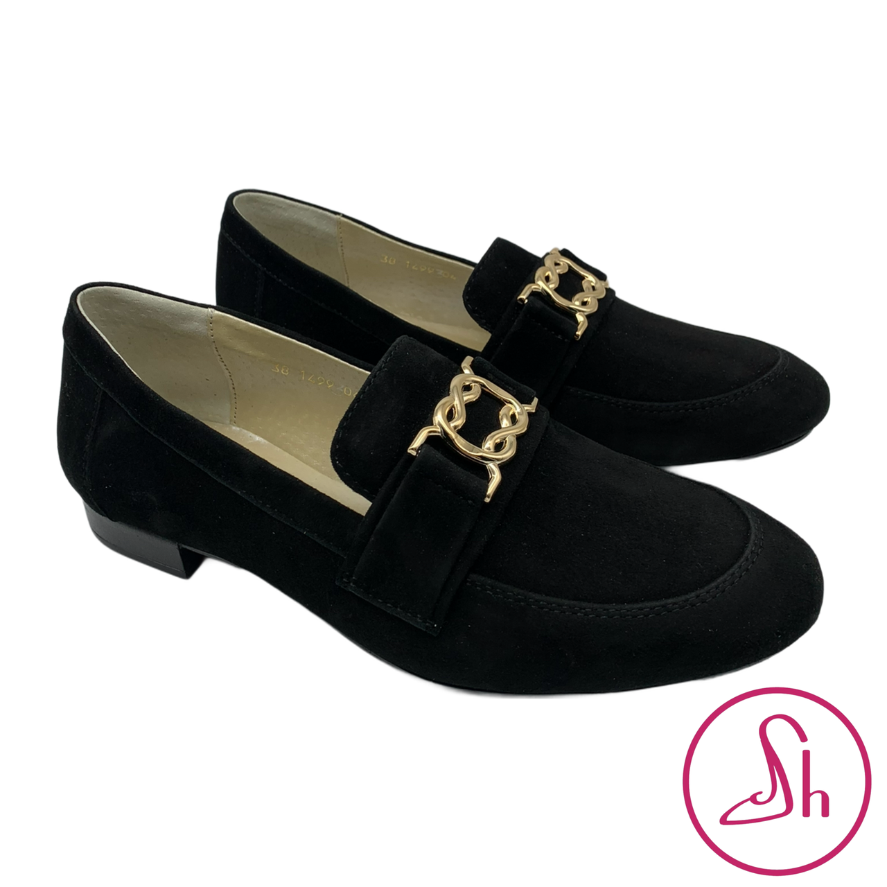 Жіночі лофери з натуральноъ замшы чорного кольору “Style Shoes”