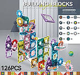 Магнітний Конструктор 6619 A26 "Городок, трек, кульки" 126 деталей, у боксі, фото 4