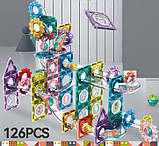 Магнітний Конструктор 6619 A26 "Городок, трек, кульки" 126 деталей, у боксі, фото 3