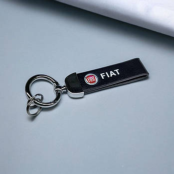 Брелок автомобільний шкіряний з карабіном Fiat, екошкіра та метал