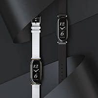 Шкіряний ремінець для фітнес браслета Xiaomi Mi Band 3 и 4 Type B білий, тримач - сріблястий, фото 5