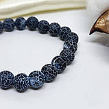 Браслет з каменю 8 мм чорний морозний агат (імітація), фото 4