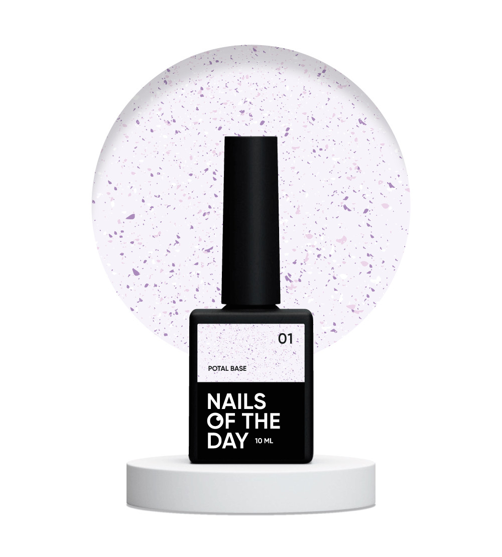 NAILSOFTHEDAY Potal base 01 – молочно-фіолетова база з поталлю (срібно-фіолетова поталь), 10 мл, фото 1