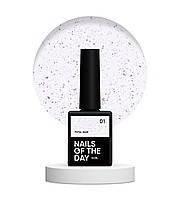 NAILSOFTHEDAY Potal base 01 – молочно-фіолетова база з поталлю (срібно-фіолетова поталь), 10 мл