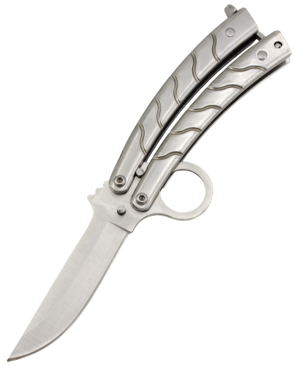 Ніж-метелик RIAS 870 з кліпсою 16см Silver (7_00525)