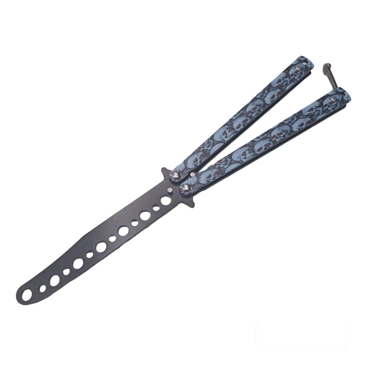 Ніж-метелик тренувальний Benchmade 669С "Черепи" 22.5см Blue (7_00613)