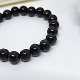 Браслет з каменя 8 мм чорний онікс (глянцевий), фото 2