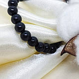 Браслет з каменя 8 мм чорний онікс (глянцевий), фото 3