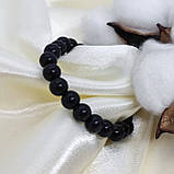 Браслет з каменя 8 мм чорний онікс (глянцевий), фото 4