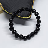 Браслет з каменя 8 мм чорний онікс (глянцевий), фото 5