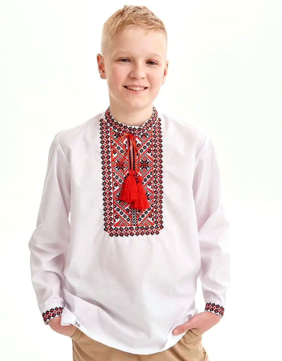 Вишиванка для хлопчика підлітка Марко  р.158.164.170. червона вишивка