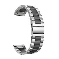 Ремінець металевий для годинника 20 мм Rolex 3 Bead design Silver-black
