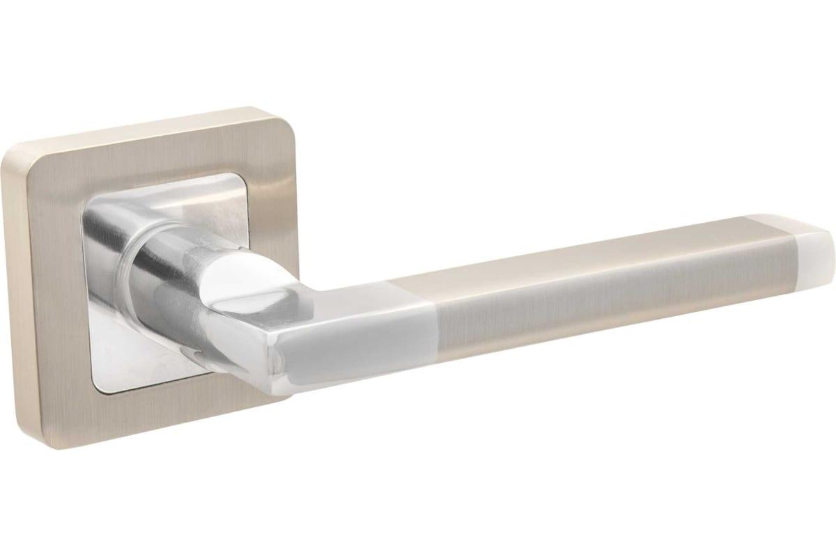 Ручки дверні роздільні Code Deco H-22050-A-NIS/CR матовий нікель/хром, фото 1