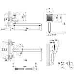 Смеситель для ванны Lidz Kubis 005 с поворотным изливом (c душевым гарнитуром) (k35) LDKUB005NKS28537 Nickel, фото 2