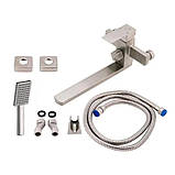 Смеситель для ванны Lidz Kubis 005 с поворотным изливом (c душевым гарнитуром) (k35) LDKUB005NKS28537 Nickel, фото 6