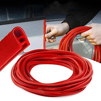 Молдинг лента на кромку двери усиленый / основа метал / Красный 5 метров