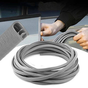 Молдинг лента на кромку двери усиленый / основа метал / Серый 5 метров