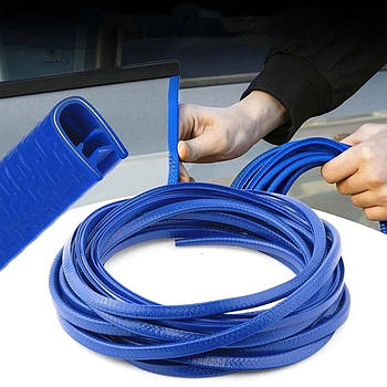 Молдинг лента на кромку двери усиленый / основа метал / Синий 5 метров