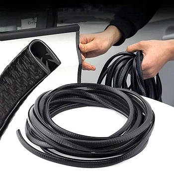 Молдинг стрічка на кромку дверей посилений / основа метал / Чорний 5 метрів