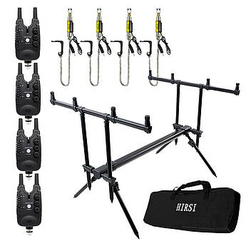 Набір Рід-під Hirisi на 4 вудилища 4 Сигналізатори TLI-28 та 4 Свінгера