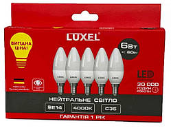 Лампа світлодіодна 6W E14 4000K C35 (045-NE) 5шт ТМ LUXEL Solmir