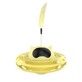 Іграшка неваляшка НЛО для котика жовта 26*17 см