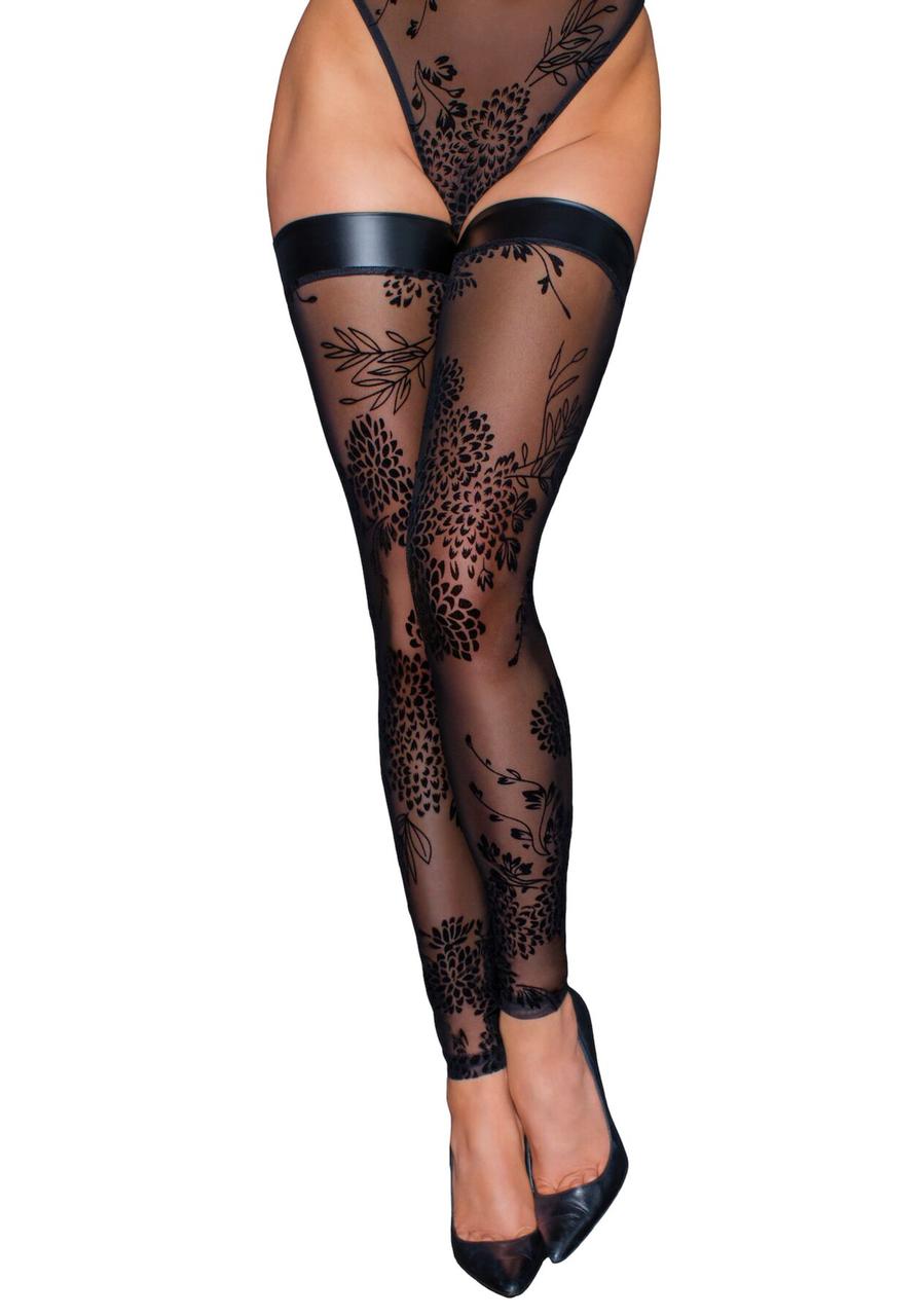 Жіночі Панчохи Noir Handmade F243 Tulle stockings with patterned Чорний 3XL (SX0160)