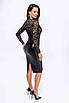 Плаття Noir Handmade F295 Euphoria, L, black, мереживо, глибоке декольте, спідниця міді під латекс, фото 3