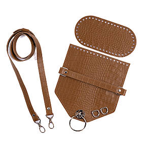 Комплект для сумки Монік зі шкіри, колір Карамельна рептилія