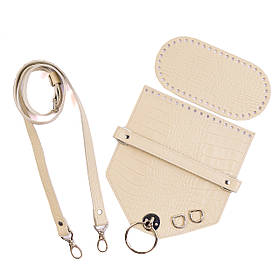 Комплект для сумки Монік зі шкіри, колір Слонова кістка рептилія