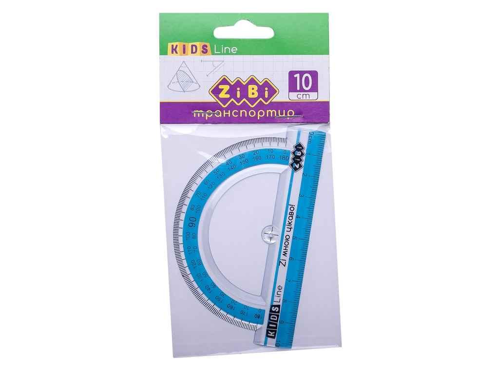Транспортир 10см з блакитною смужкою, блістер ТМ ZiBi BP, фото 1