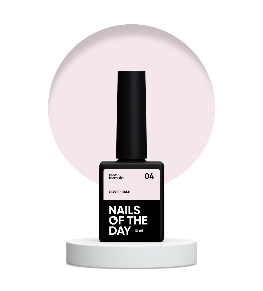Nailsoftheday Cover base NEW Formula 04 — напівпрозоре пудрово–рожеве базове покриття для нігтів, 10 мл, фото 1