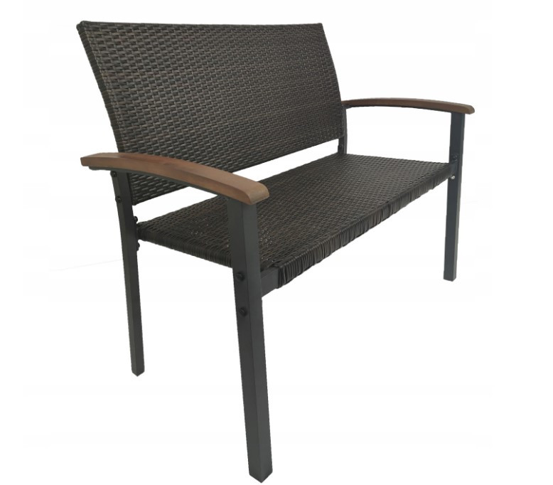 Садова лава зі спинкою з техноротангу Kontrast Garden SYCYLIA 112 х 90 см Коричнева, фото 1