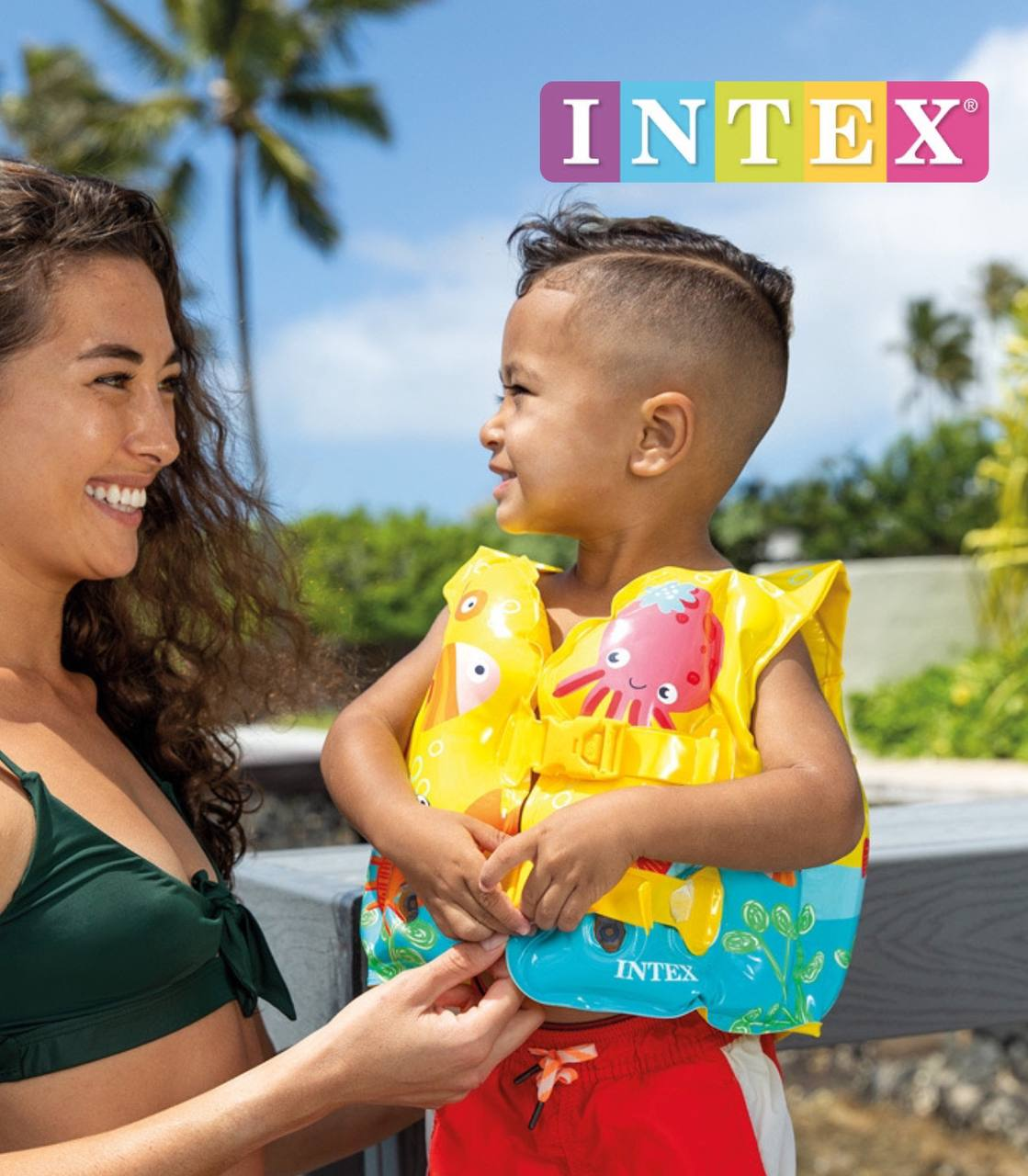 Дитячий надувний жилет Intex 59661 Тропічні приятелі, 41-30 см, 3-5 років, фото 1