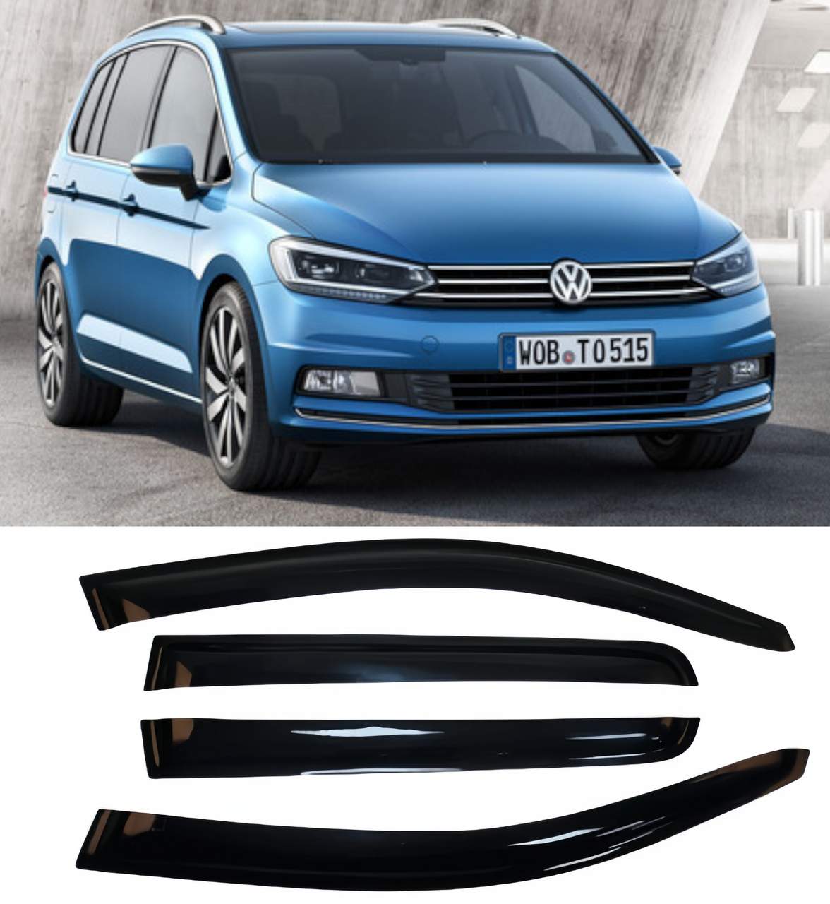 Дефлектори вікон вітровики для Volkswagen Touran 2015- VIP Тюнінг, фото 1