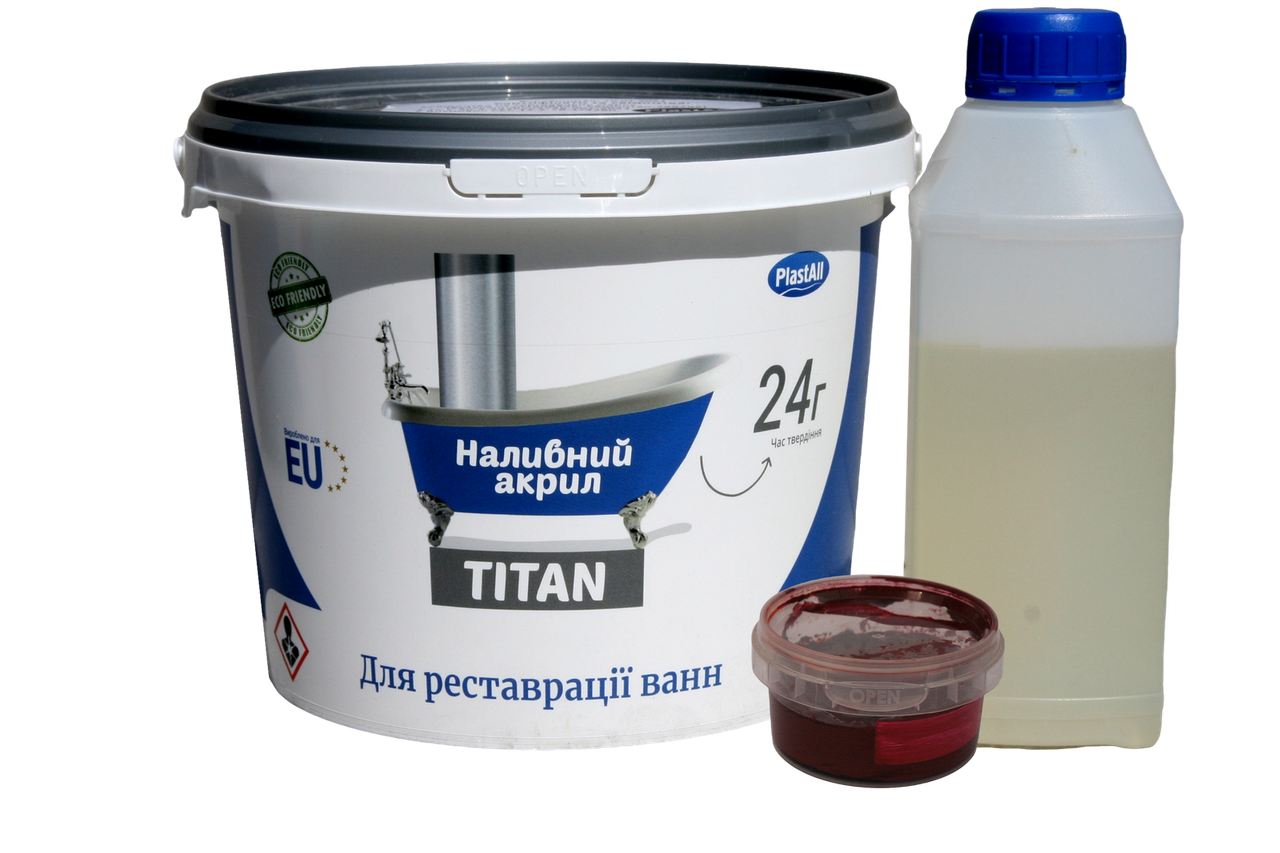 Рідкий акрил для реставрації ванн Plastall Titan 1.5 м кольоровий Червоний 2.9 кг