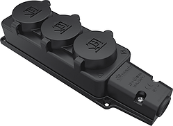 Розетка потрійна з кришками 1х16А каучук IP44 Bemis