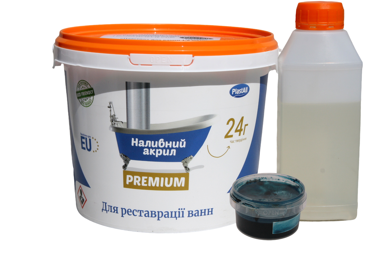 Рідкий акрил для реставрації ванн Plastall Premium 1.5 м кольоровий Синій 2.9 кг