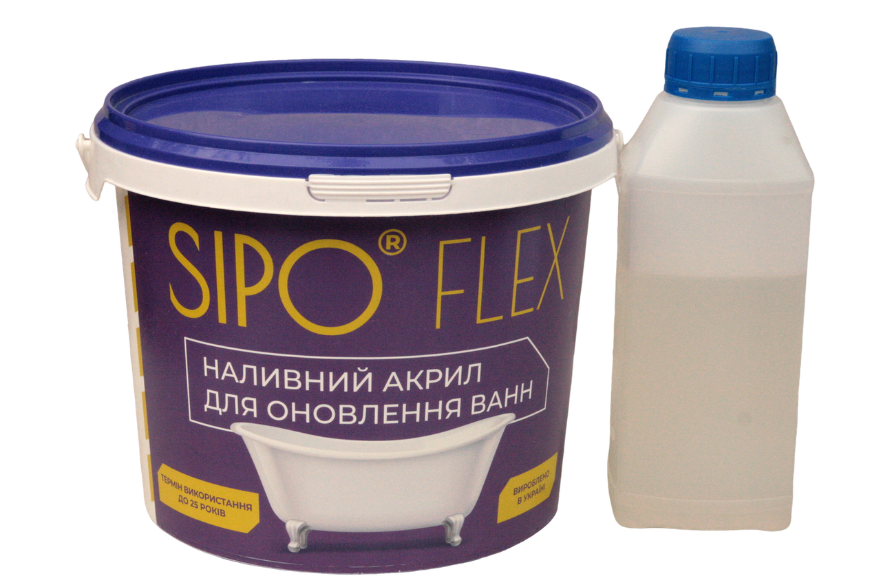 Рідкий акрил Sipo для реставрації ванн (1.7 метра, Білий глянець)