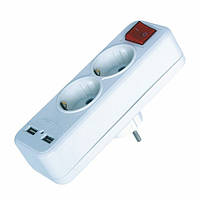 Подвійник + 2 USB з вимикачем FAR F08
