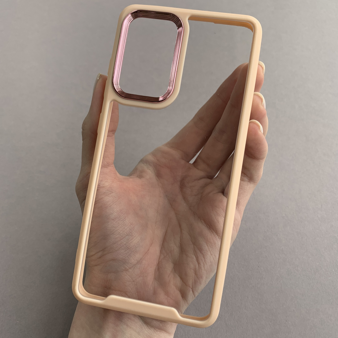 Чохол для Samsung Galaxy A52s прозорий з бортиком для камери чохол на самсунг а52с бежевий k6h