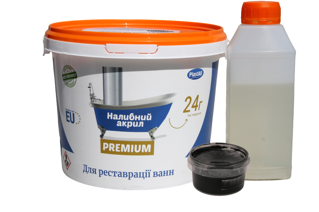 Рідкий акрил для реставрації ванн Plastall Premium 1.2 м кольоровий Чорний 2.6 кг