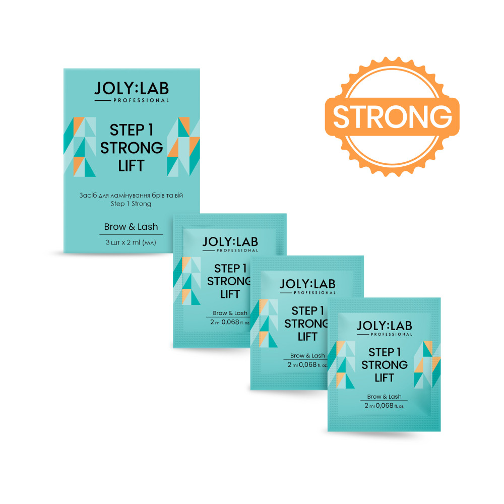 Набір засобів для ламінування брів та вій Step 1 Strong JolyLab 3 шт. х 2 мл